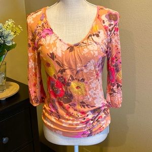 LC Lauren Conrad Floral V-Neck Top